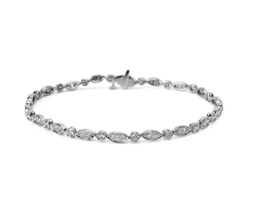 Rosanna , elegant Platinum Finish American Diamond Bracelet for Women- –  www.soosi.co.in